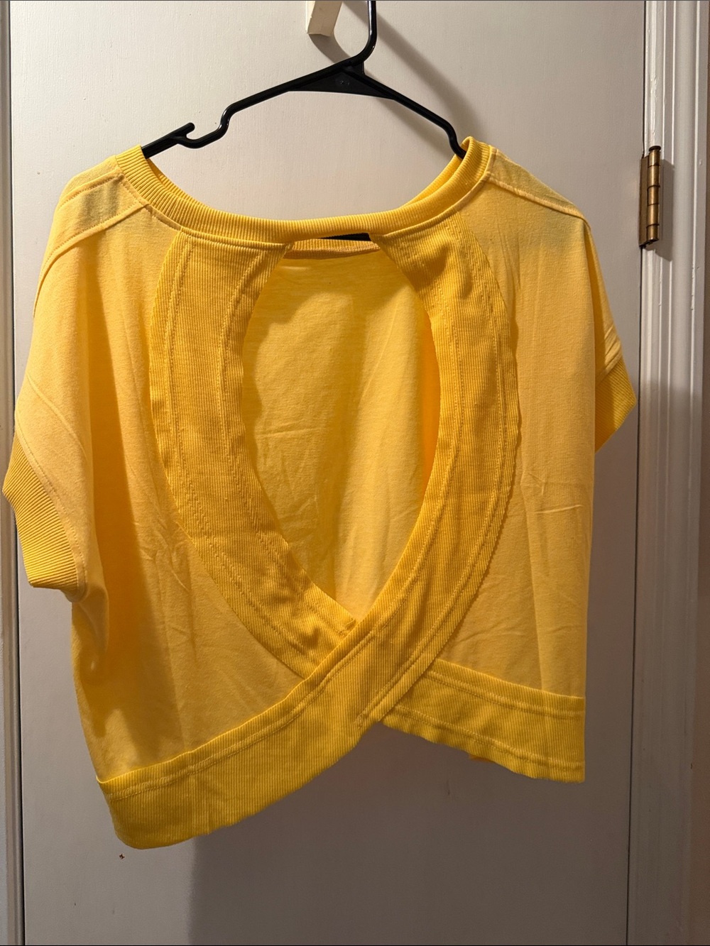 Yellow Open-Back Cropped Knit Top